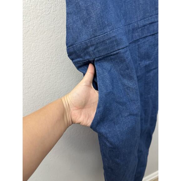 Zara denim sleeveless maxi dress XS Overall‎ Pockets Cottage Core Premium Denim - Picture 4 of 5